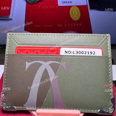 Best Copy Cartier Credit card Holder Kahki Leather